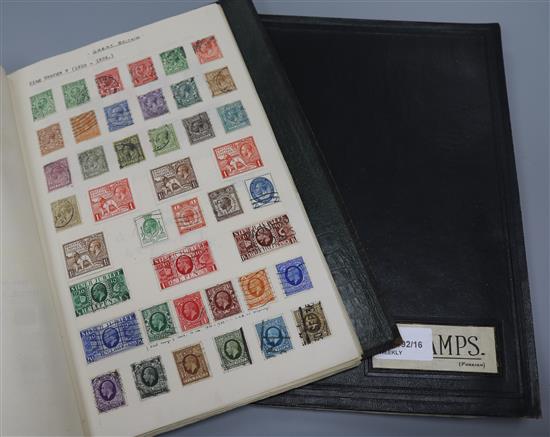 A collection of stamps in two folders, including a Penny Black with red Maltese Cross cancel,